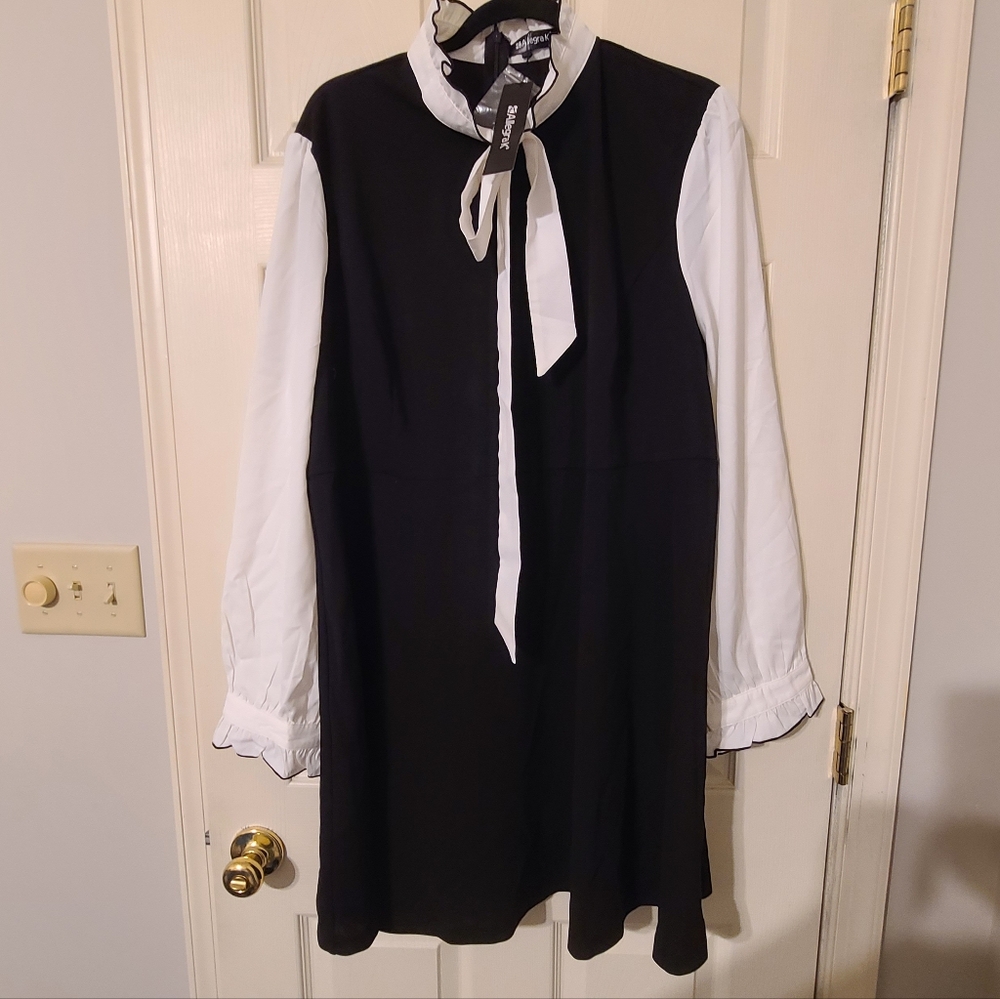Allegra K Black Dress with White Accents